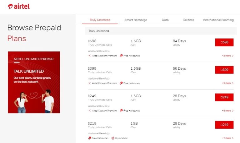 Airtel Prepaid Plans [February 2024]: List Of All Airtel Prepaid Data ...