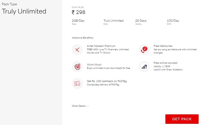 Airtel 359 Prepaid Plan: Offers 2GB data per day with a validity of 1 Month, unlimited calling, and many more