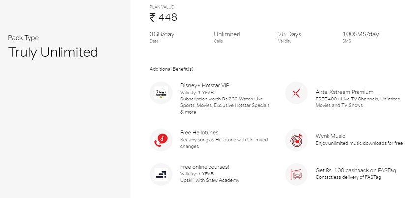 Airtel 499 Prepaid Plan: Offers 3GB data per day with a validity of 28 days, unlimited calling, Disney+ Hotstar VIP Subscription, and many more